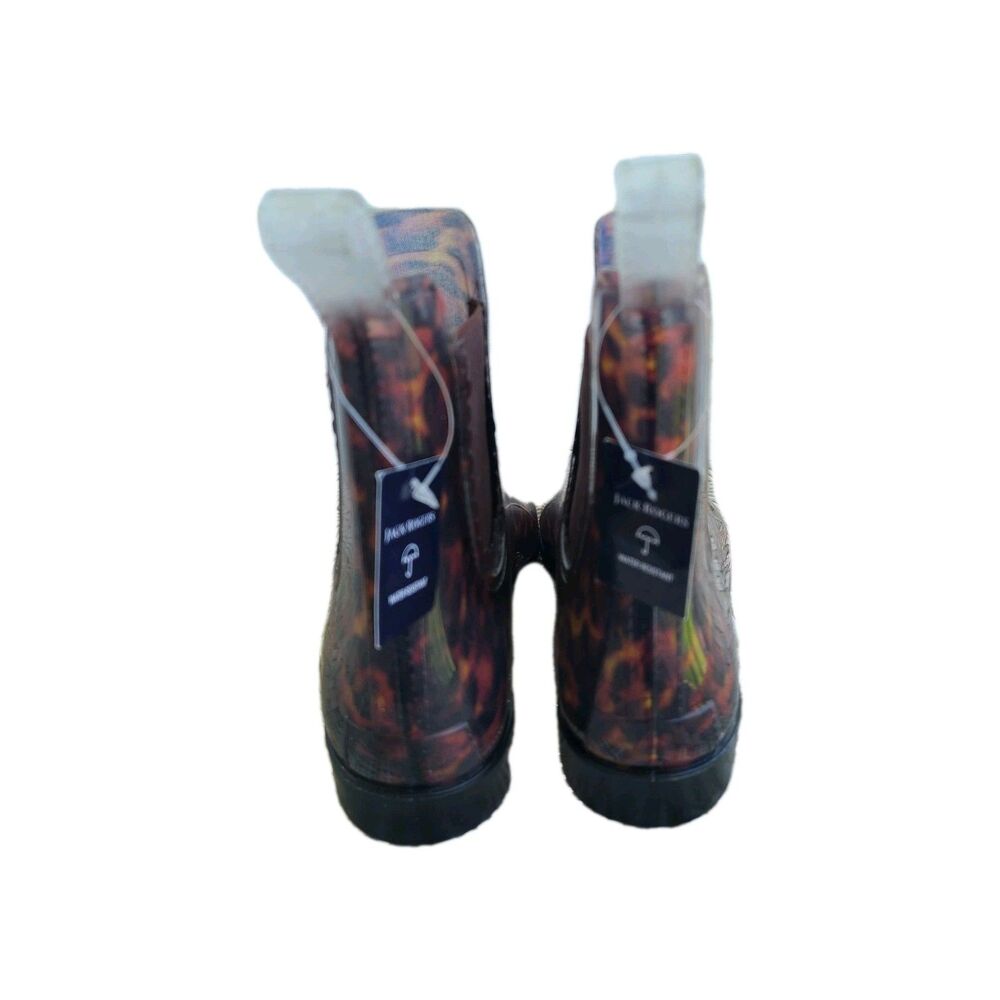Jack Rogers Sallie Tortoise Shell Print Rain Boots Sz 9M Quiet Luxury Preppy - Picture 6 of 9